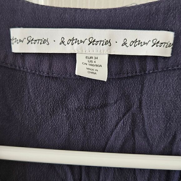 & Other Stories Navy Blue Midi Dress - Picture 4 of 8